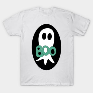 Cute Halloween ghost cartoon with BOO text T-Shirt